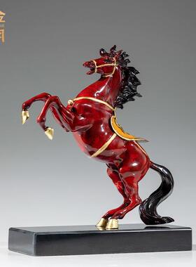 铜金岁月骏马奔腾铜马摆件客厅玄关办公室装饰公司店庆送礼彩铜器