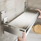 不锈钢厨房调料品置物架壁挂式 免打孔挂墙壁上悬空调味瓶收纳层架