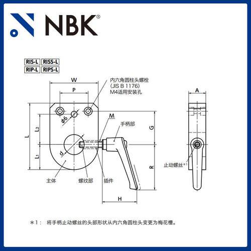 NBK RIP-L 指示器底座定位螺丝固定型 带手柄 机械零部件厂家直供