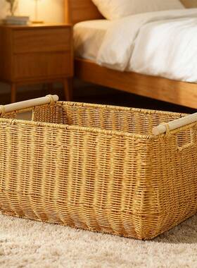 图新篮款PP仿藤编筐织手凰工编织lA069卧室客厅置物藤编收纳篮收