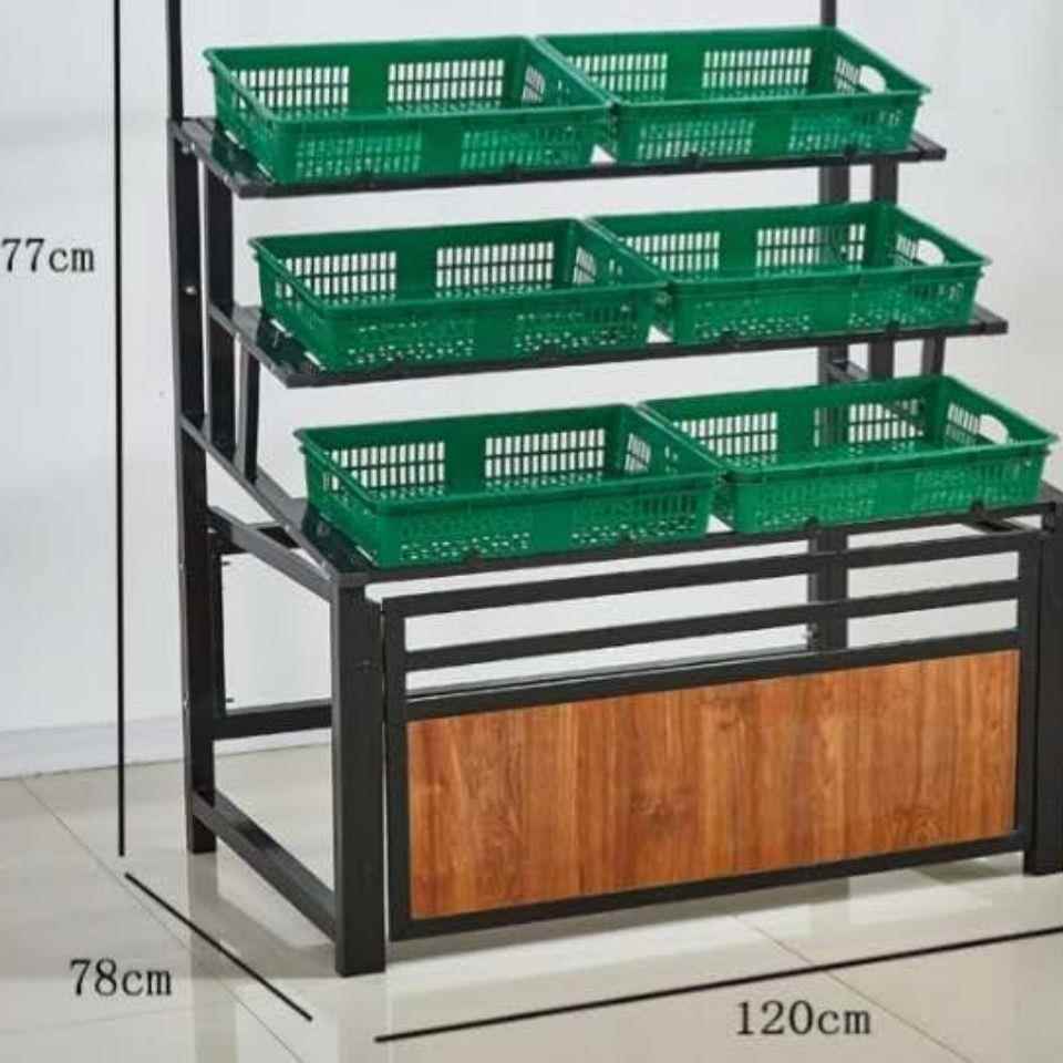 水货架超市果蔬多摆台层多功能靠卖菜墙架AIW子梯果形商用加厚展