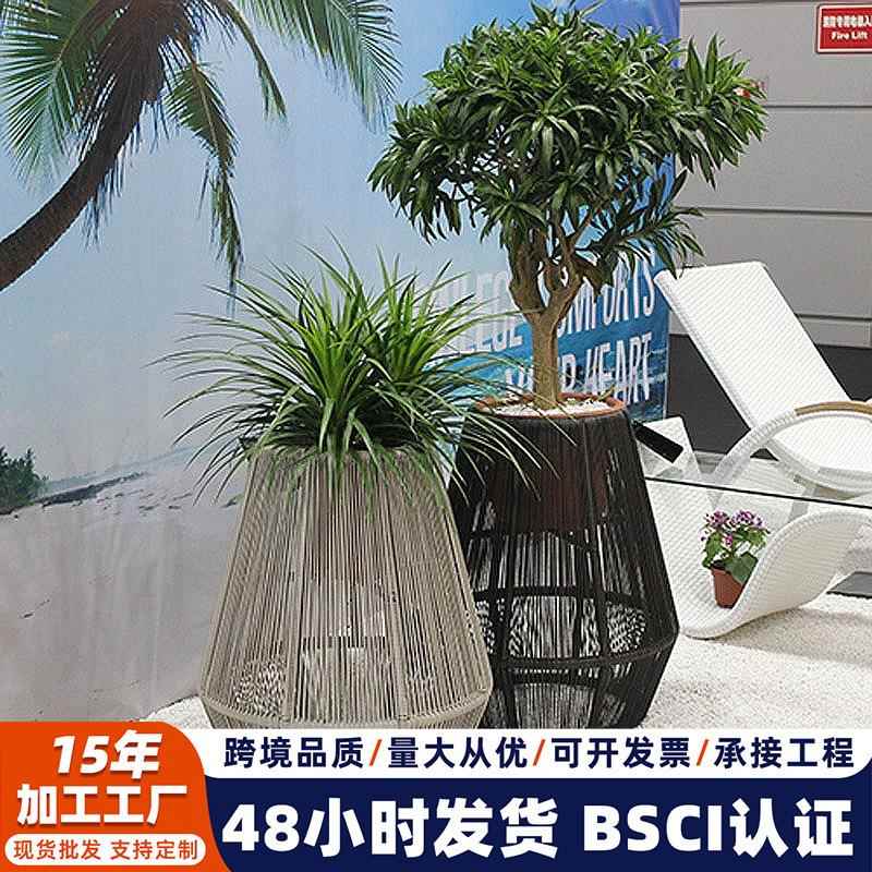 户外花架欧式简约铁艺花箱室外花艺摆件花盆架户外广场展示花箱