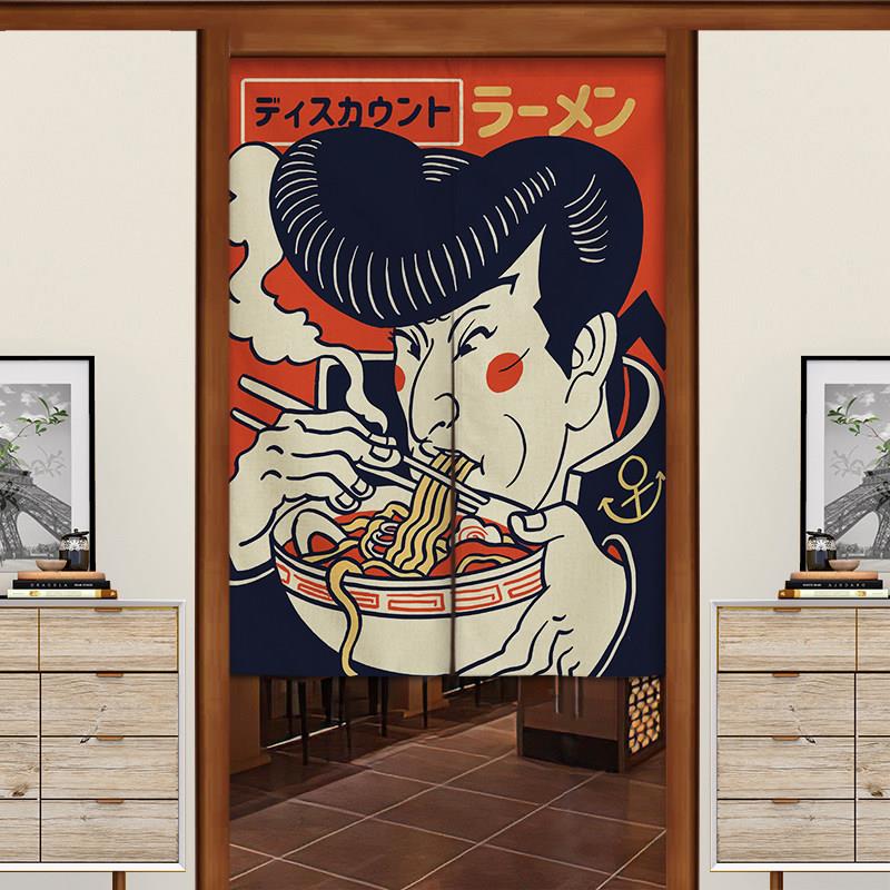 日式拉面厨房门帘隔断窗寿司半帘日料遮挡家用布帘免打孔卧室装饰