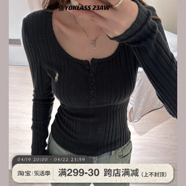 王少女(王少女)的店2024早春打底衫内搭t恤长袖，针织小个子气质短上衣