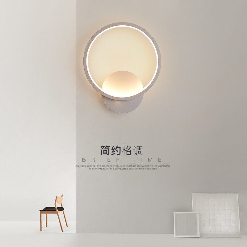 卧室床头led壁灯简约现代时尚圆形个性艺术客厅走廊过道灯具202