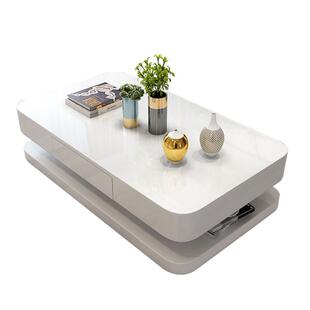 奶油风白色茶几简约现代客厅钢化玻璃创意小户型烤漆茶几电视柜组