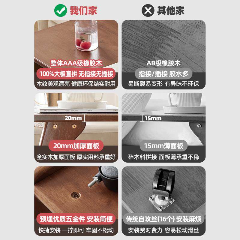 户实木沙发边边几Q01几柜可动移桌子带轮迷你茶客厅几小型家用方