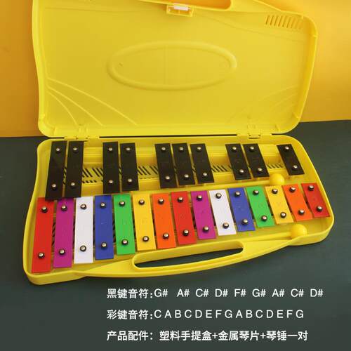 高档奥尔夫乐器敲琴打键琴装2515音半音阶彩盒铝板琴幼儿园色教具