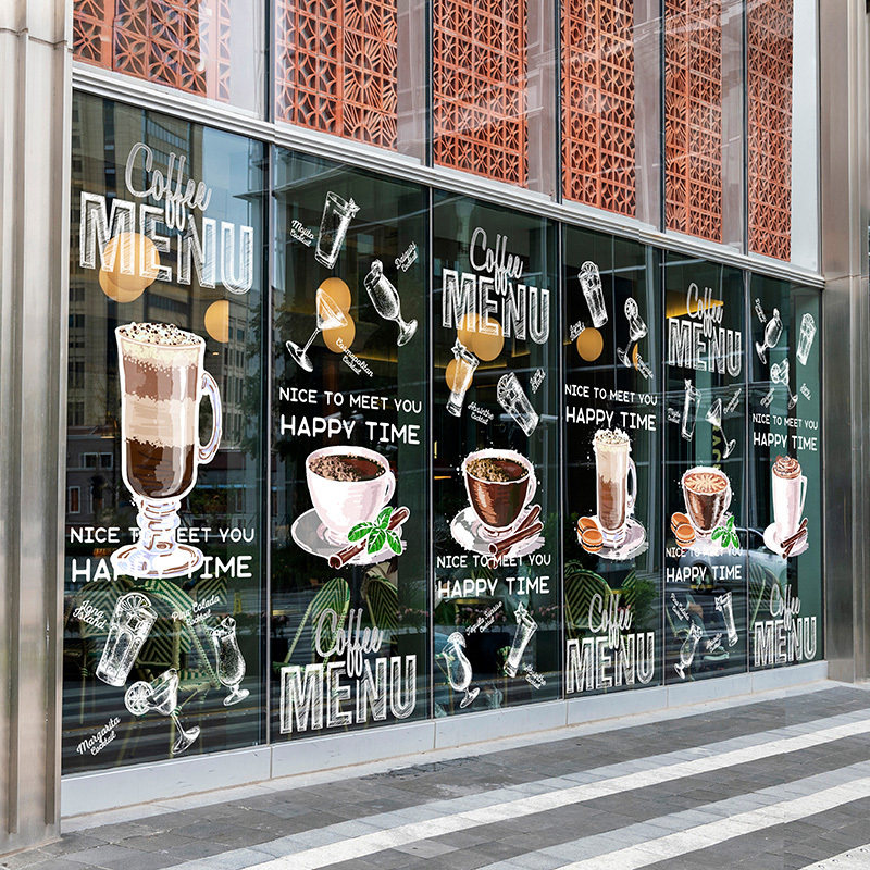 商场静电贴膜餐饮店门套贴咖啡饮料广告菜单主题橱窗装饰玻璃贴纸,家居饰品,玻璃膜/贴,淘宝优惠券,粉丝福利购,淘宝优惠卷