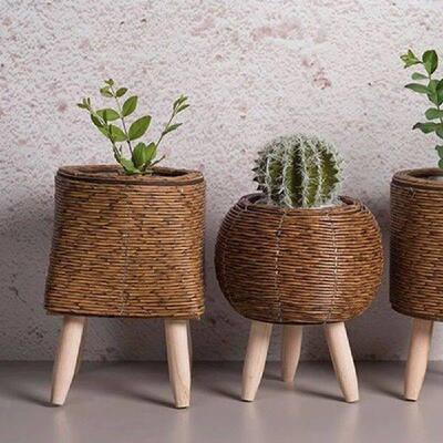 Vintage Rattan Flower Planters Storage Decorative Basket