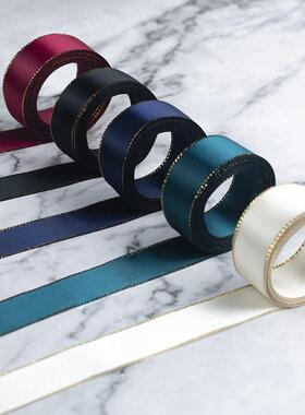 2.2cm gold-edged ribbons gift box decoration ribbon金边织带