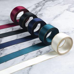 2.2cm gold-edged ribbons gift box decoration ribbon金边织带