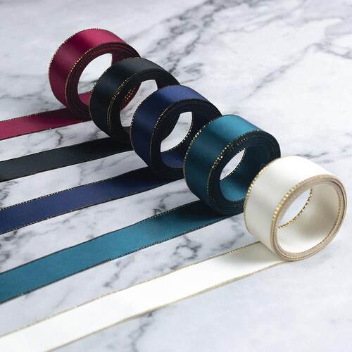 2.2cm gold-edged ribbons gift box decoration ribbon金边织带