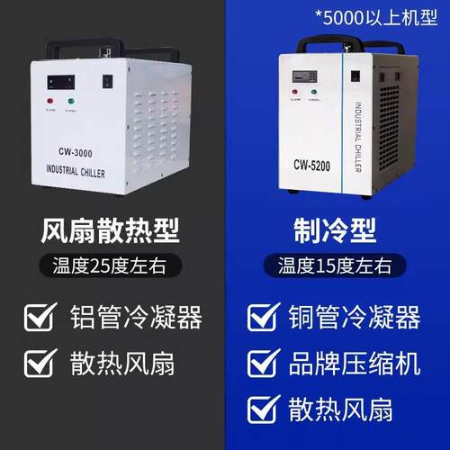 厂家工业制冷机切割雕刻机主轴冷水机CW3000智能恒温5200循环水箱