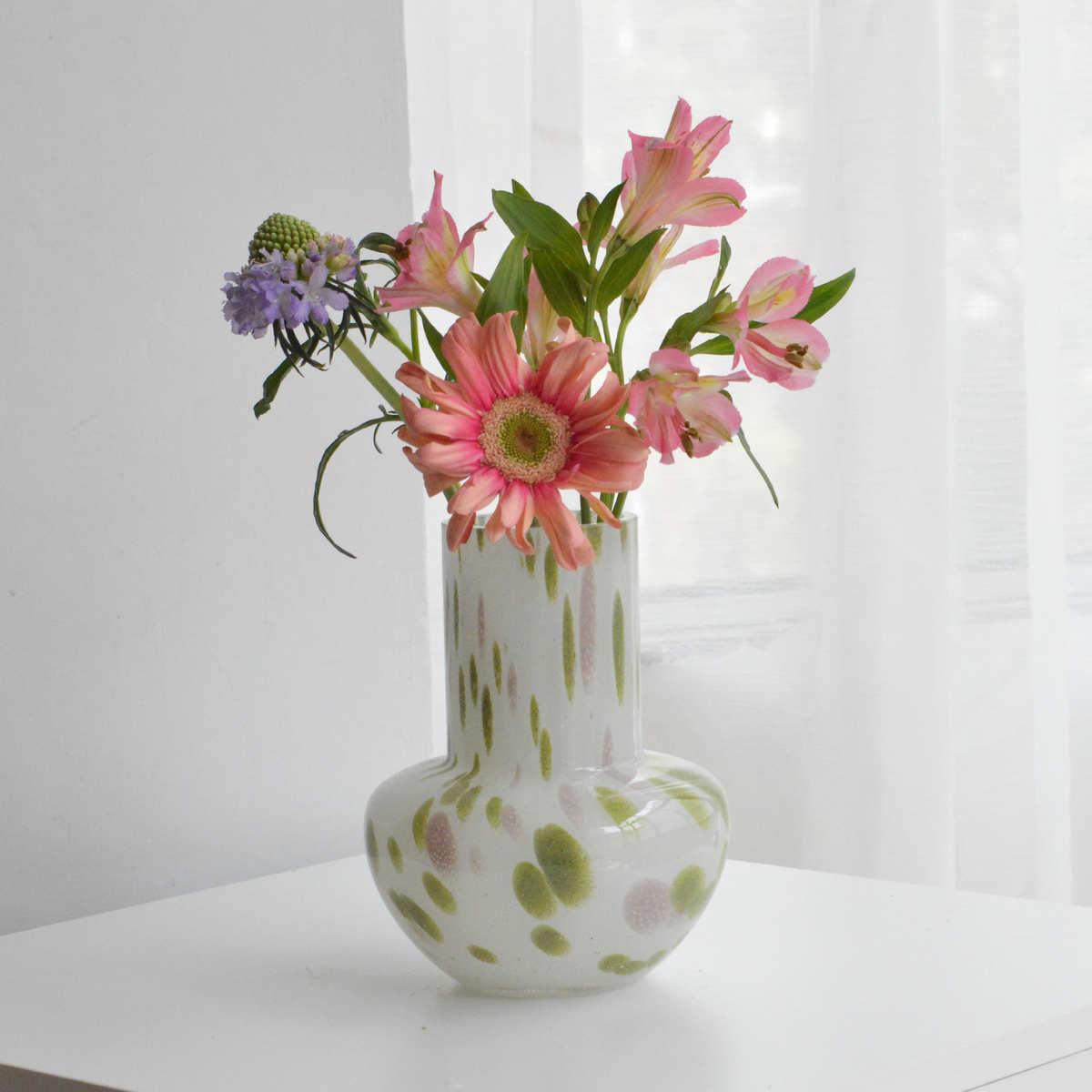 花彩色玻璃感法式复古插花感器花瓶客厅中古设计迷你高级摆件桌面