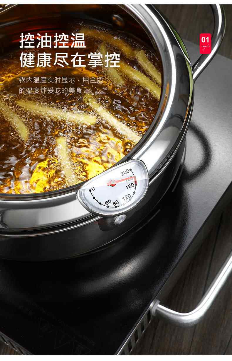 Фритюрница 日式天妇罗油炸锅家用小迷你深控油温燃气瓦斯省油日本小型炸油锅