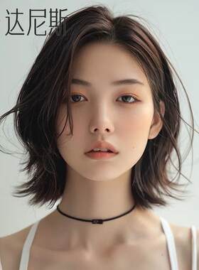 假发女短发全头套真人发丝外翻韩式烫发翘翘头卷发自然整顶假发套