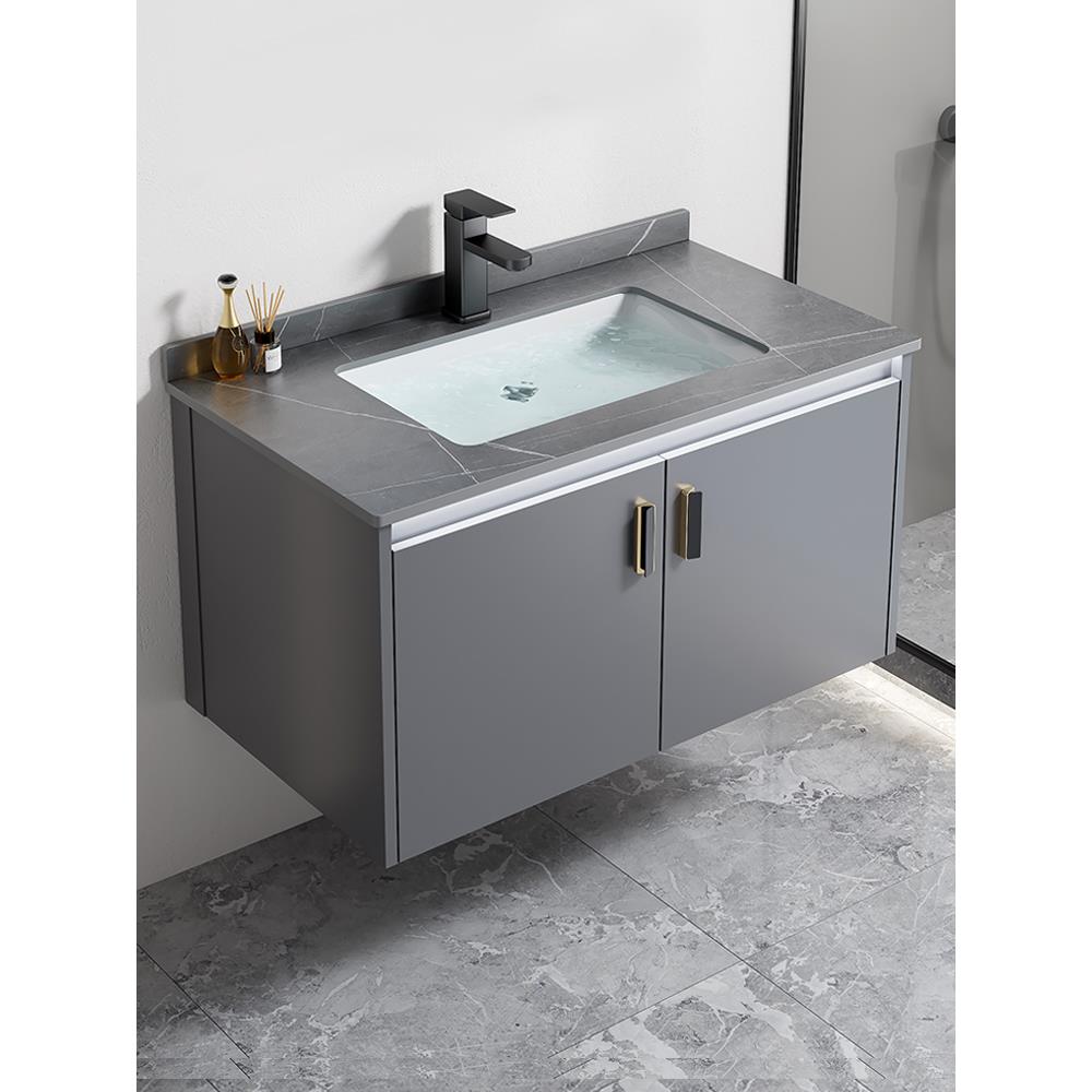 太空铝浴室柜组合卫生间挂墙式陶瓷一体洗手脸盆小户型迷你漱台池