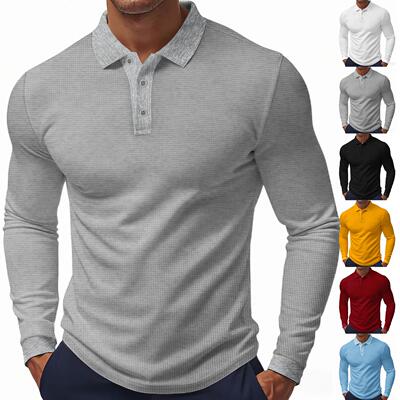 Thin men's breathable long sleeved polo T-shirt for men