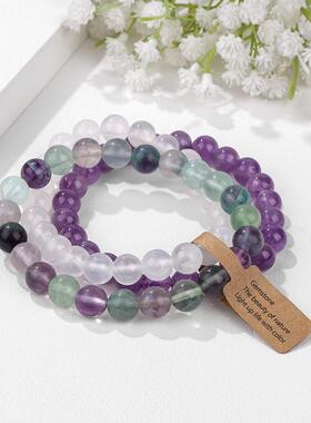 3Pcs/Set 8MM Beads Bracelet With Wish Tag Gem Natural Stone
