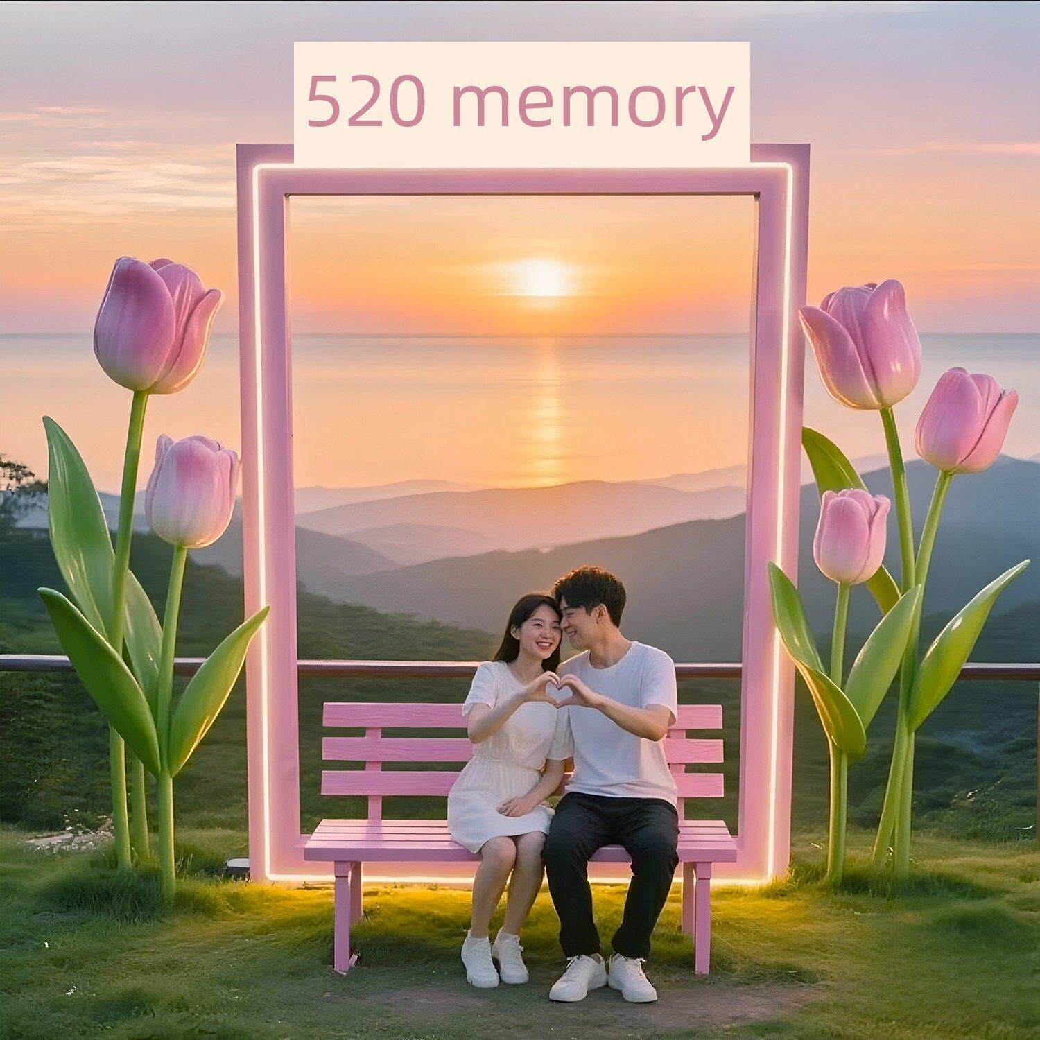 网红景区云秋千座椅摆件户外草坪郁金香向日葵相框签到照片雕塑