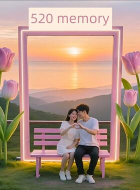 网红景区云秋千座椅摆件户外草坪郁金香向日葵相框签到照片雕塑