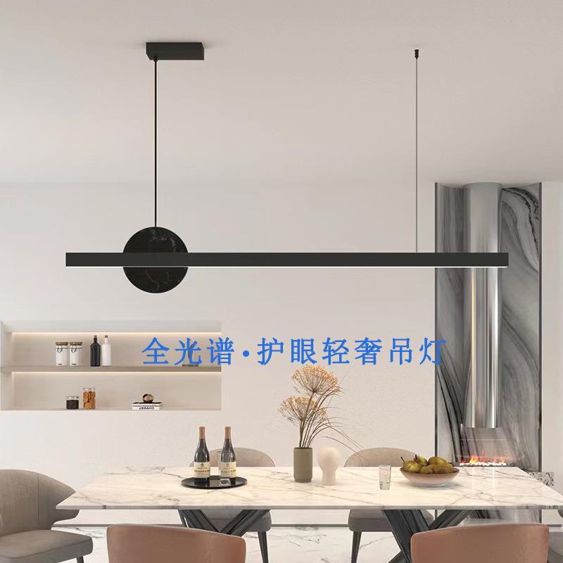 奢全光谱轻全铜餐一字吊灯现代简约设计师长桌条D0003蜡烛餐岛厅