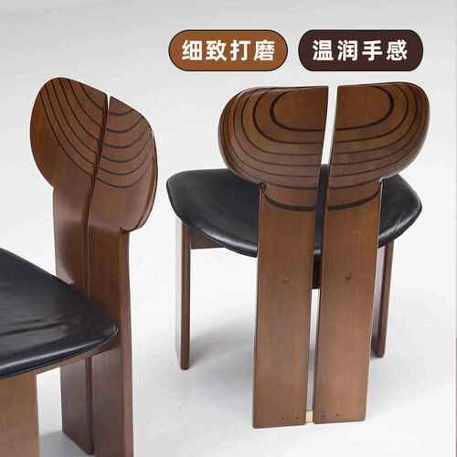 中古风实木餐椅复古雕刻靠背椅大户型设计师新中式无扶手休闲椅子