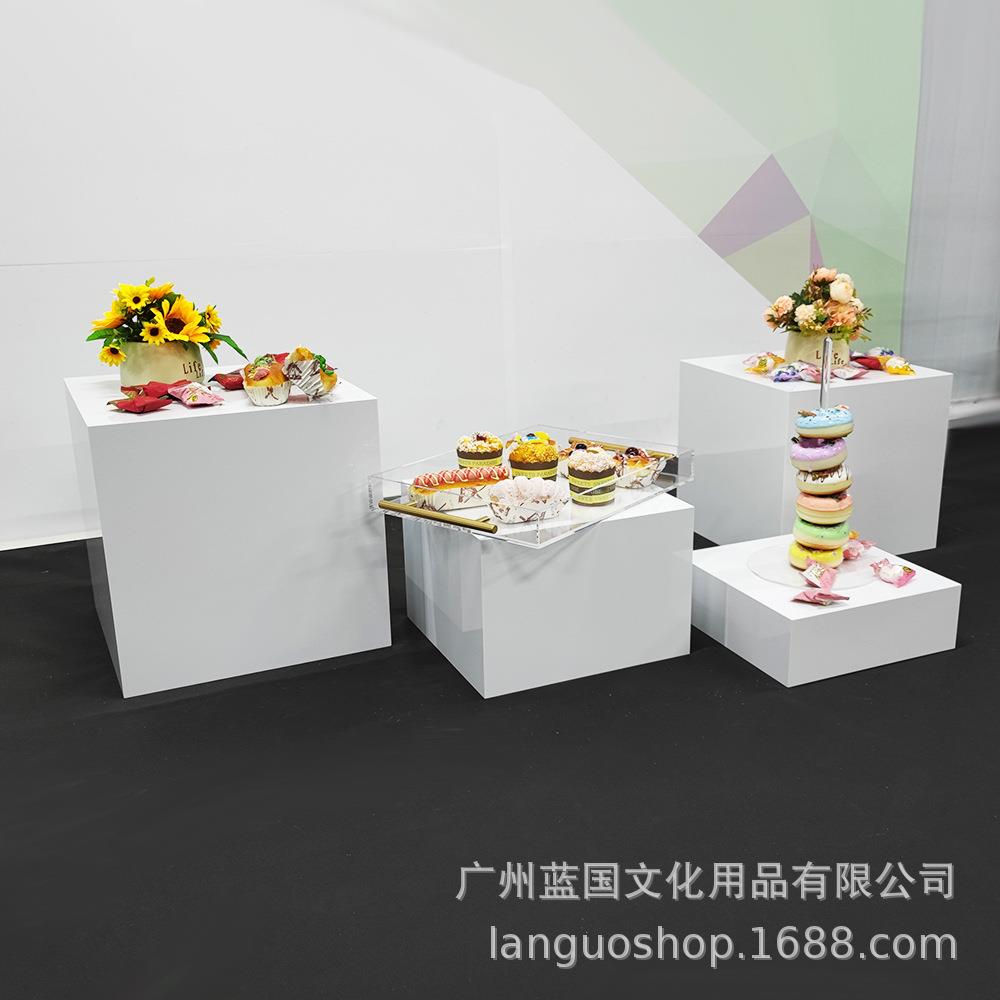 亚克力展示盒台式庆典方柱展示台 餐厅酒店婚庆展示用品 高低展台