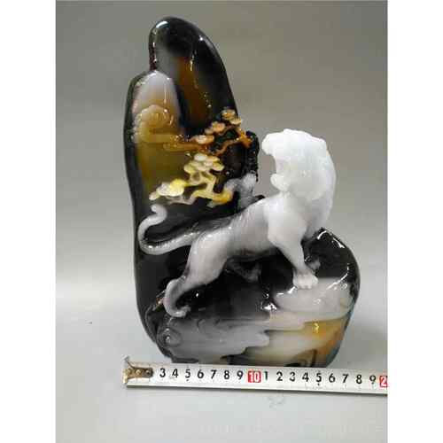 正品虎工啸山林 仿古艺品 摆件复古怀旧天然独山玉石芙原蓉石雕