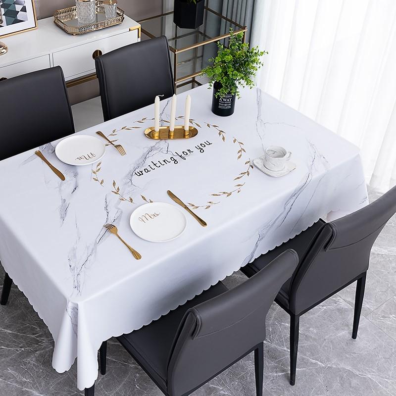 桌布防水防油防烫免洗PVC餐桌布长方形家用北欧台布塑料茶几垫厚