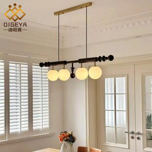 法式 复古南洋风一字长条灯吧台实木岛台魔豆灯具 中古餐厅吊灯美式