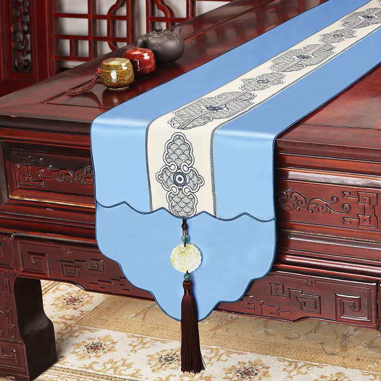 电视柜旗盖布床新巾茶几旗尾床桌布桌餐桌中式布高档长条古典玉佩