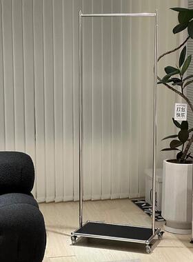 中古衣帽架简约不锈钢轻奢可移动衣服落地式挂衣架隔夜创意收纳层