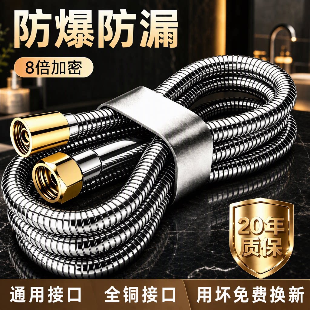 【全铜接口】防爆防漏花洒软管