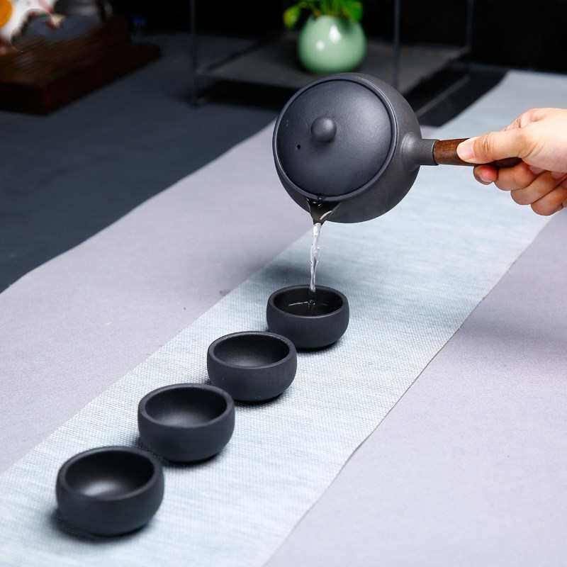 台湾火山石侧把煮茶壶陶瓷日式过滤家用功夫茶具茶炉煮茶器电陶炉