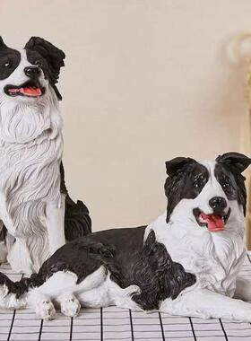 边牧狗摆件仿真苏格兰边境牧羊犬模型客厅装饰品桌面电视柜工艺品