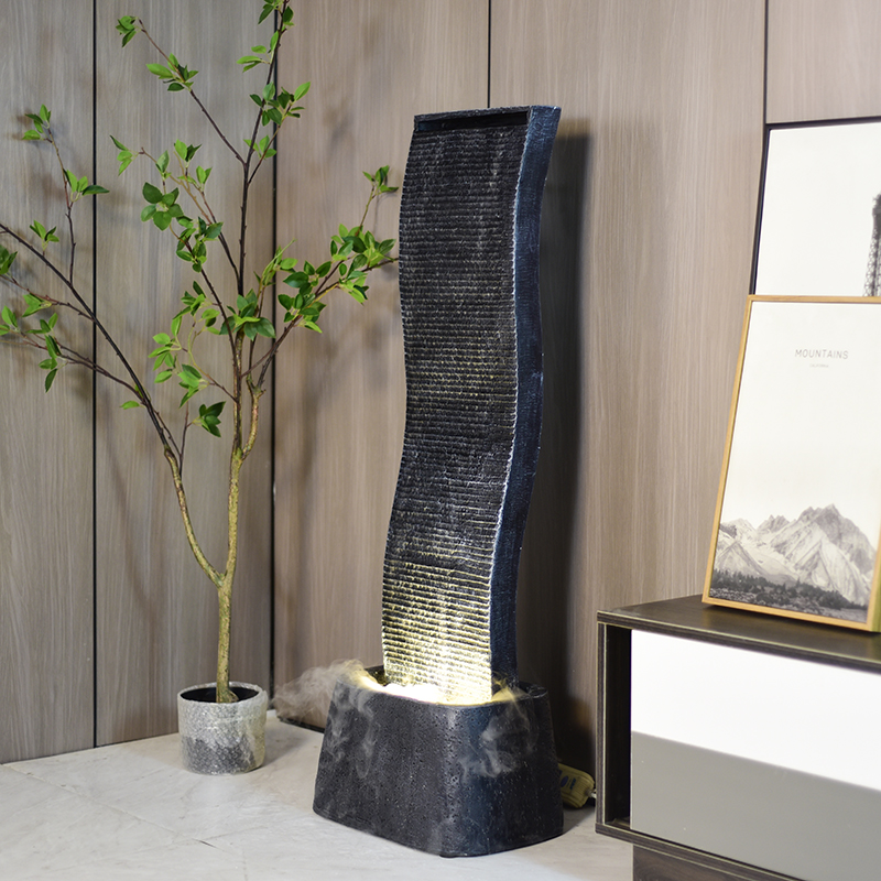 现代简约喷泉流水客厅玄关水幕墙风水轮水景书房装饰品电视柜摆件