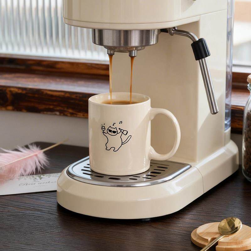 陶瓷马克杯带盖勺家用办公室简约可爱ins风水杯情侣咖啡杯早餐杯