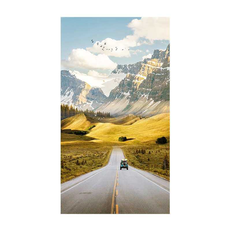 现代简约油画风格风景装饰画 入户玄关抽象艺术竖版铝合金挂画