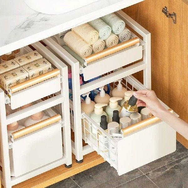 Under Sink Organizer Rack 1/2 Tier Basket Drawer Organizer