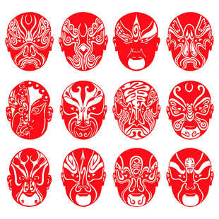 京剧脸谱剪纸作品成品主题人物DIY刻画底稿非遗文化手工艺剪纸画