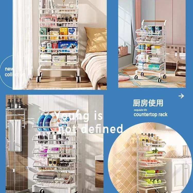 小推车零食置物架家用厨房落地多层移动收纳架卫生间多功能储物架