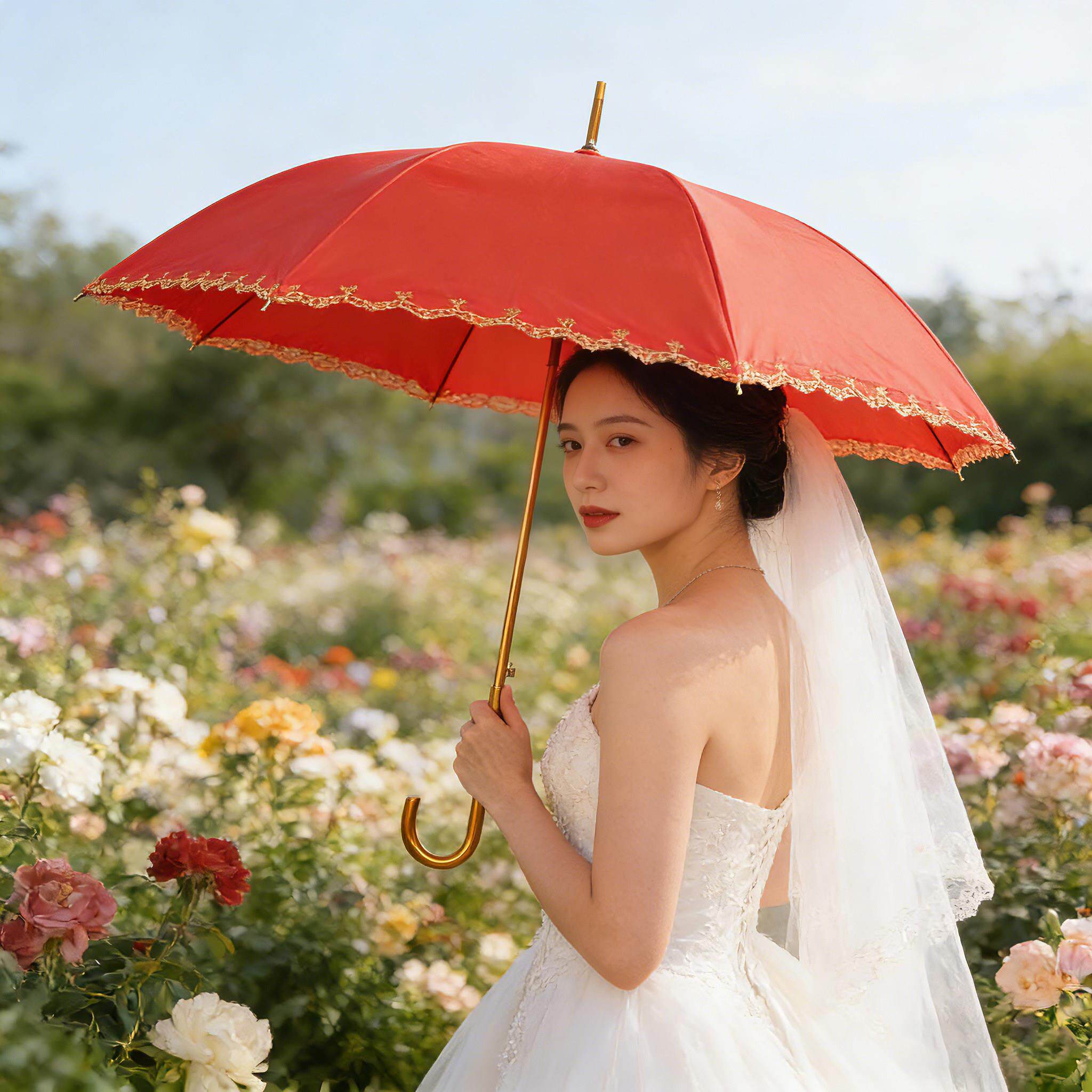 红伞出嫁结婚伞高级婚庆专用新娘伞婚伞婚礼雨伞陪嫁接亲中式喜伞