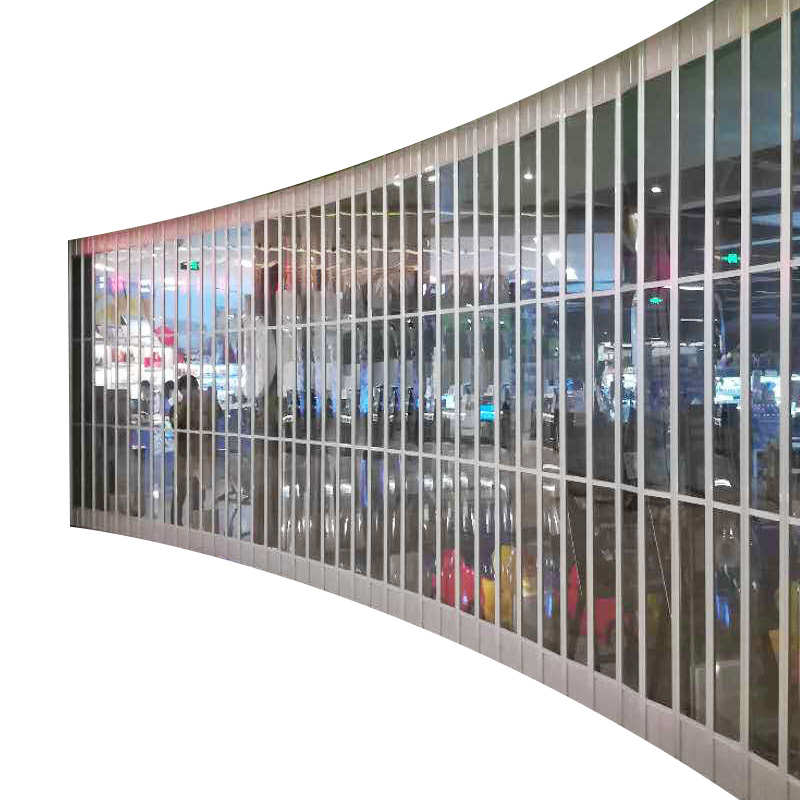 铝合金透明水晶折叠门推拉伸缩商场洗车场店铺隐形弧形门无下轨