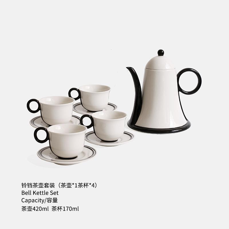 简约迁奶油复古釉下彩风手绘陶瓷茶壶套CMT乔装之喜送礼好物茶具