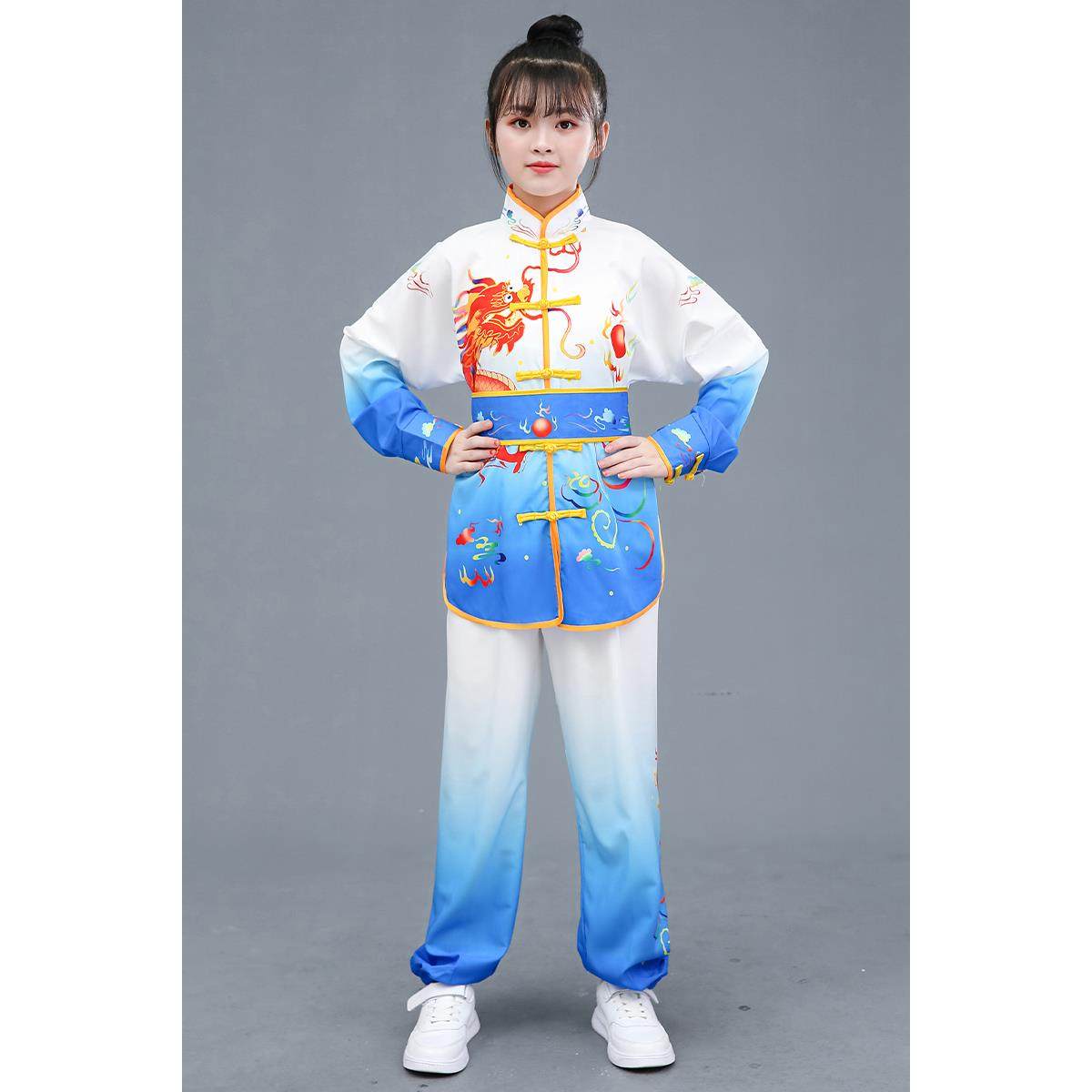 高档儿童术表演服比赛演出男女长武短服款练功舞蹈训舞练服中国舞