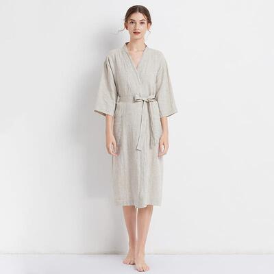 Men's and women's pure linen bathrobe hotel jumpsuit