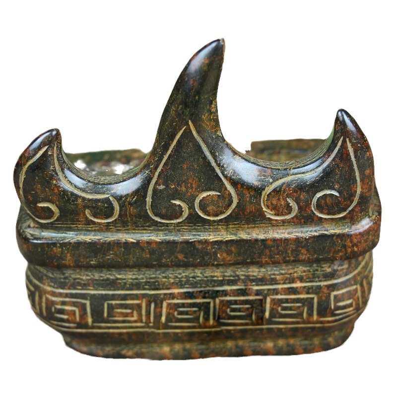 古玩杂项仿古玉玉器仿古岫玉雪花玉摆件工艺品做旧山字形笔架笔洗