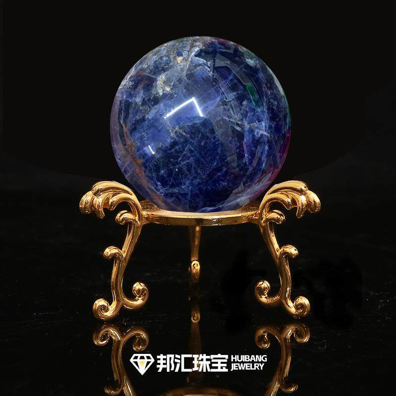 蓝纹石球水晶原石RXS打家居办磨公饰能量风水球桌面装摆件把玩